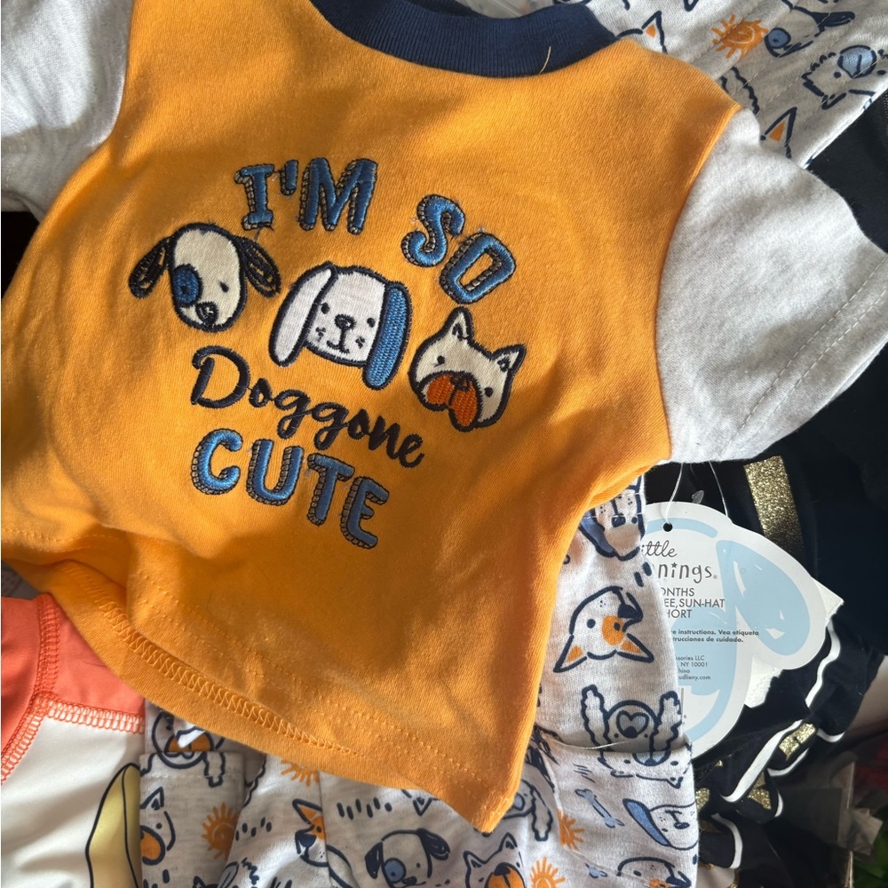 Orange and Gray Dog Graphic Baby Shirt